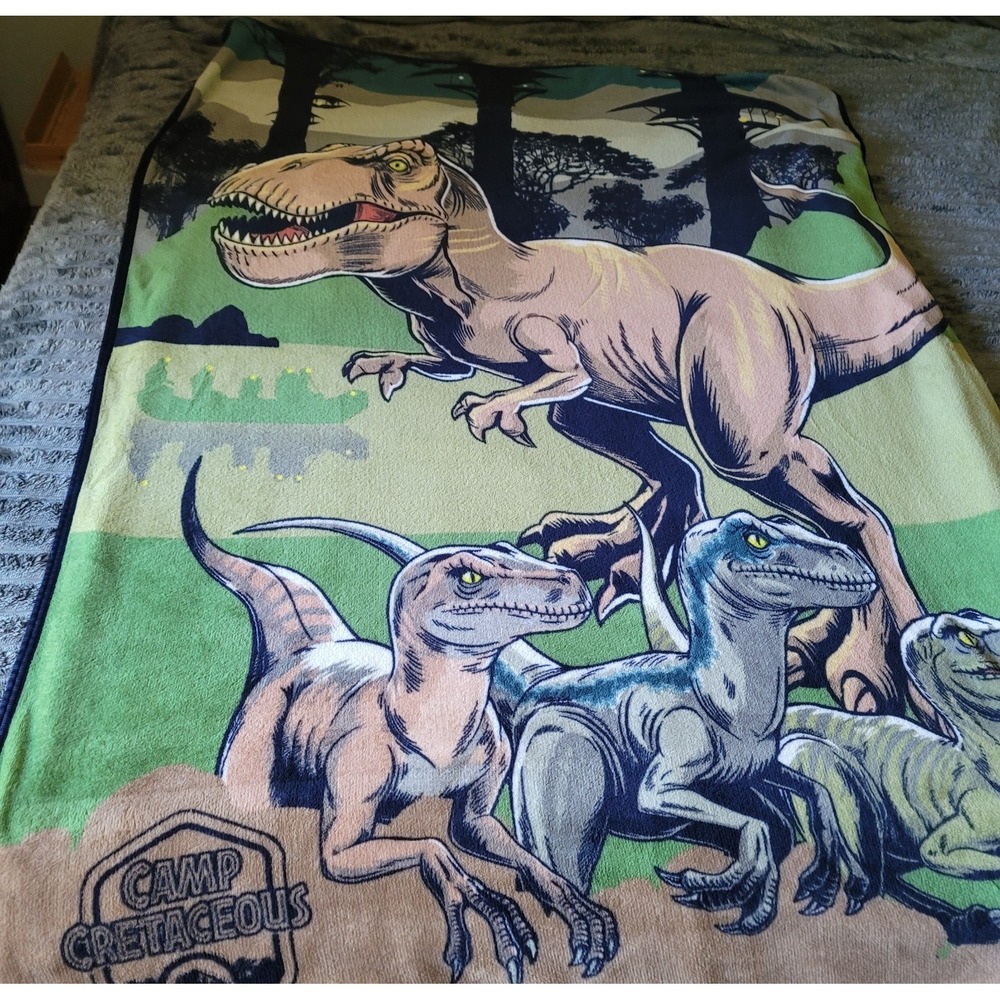 Official Jurassic World Camp Cretaceous Kids Throw  Blanket 60"x46" Bedding Dino